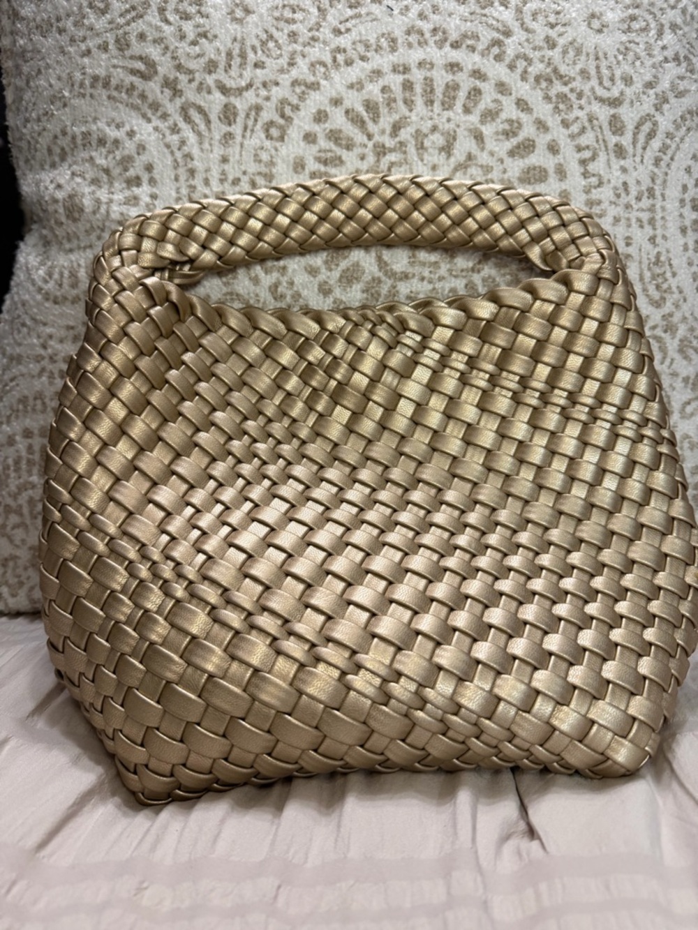Woven Metallic Gold Women's Handbag
